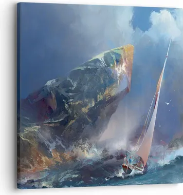 Produktbild von Bild auf Leinwand - Leinwandbild - Meer Segelboot - 30x30cm - Wand Bild - Wanddeko - Wandbilder - Leinwanddruck - Bilder - Kunstdruck - Wanddekoration - Leinwand bilder - Wandkunst - AC30x30-3923