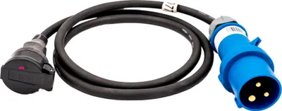 Produktbild von as - Schwabe CEE-Adapterleitung Caravan, Französischer Standard 1,5 m – NF-Kupplung Typ E mit Schutzkappe 230 V / 16 A & CEE-Stecker 230 V / 16 A / 3-polig – IP44 –  Camping Wohnwagen Frankreich
