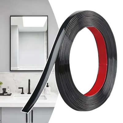 Zdjęcie produktu dla Samoprzylepne listwy dekoracyjne, czarne - elastyczne listwy ścienne z PVC (12 metrów x 1 cm)