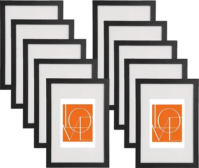 Produktbild von WOLTU 10er Set Bilderrahmen Holzfotorahmen Fotogalerie aus MDF, Schwarz, 10x15cm