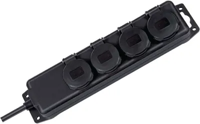 Image de Brennenstuhl Répartiteur de prises IP44 4x noir 2m H07RN-F 3G1,5, 1159960