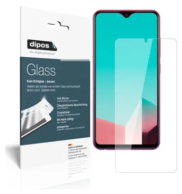 Obrázek produktu pro 2x ochranná fólie pro telefon Vivo U1 - nárazuvzdorná fólie 9H, značka dipos, vyrobená z tvrzeného skla (1x přední strana + 1x zadní strana)