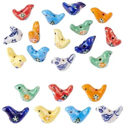 Produktbild von 14 Stück Porzellan-Duifkralen mit Blumenmotiv für Schmuck