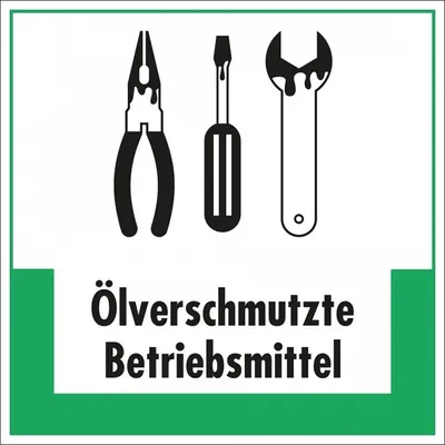 Produktbild von Dreifke® Aufkleber I Abfallkennzeichen Ölverschmutzte Betriebsmittel, Symbol ...