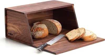 Produktbild von Continenta Brotkasten, Brotbox, Brotbehälter, Brotkiste, Walnussholz, 40 x 26 x 18.5 cm, 4260