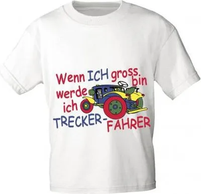 Produktbild von Kinder T-Shirt - Wenn ich groß bin werde ich Trecker-Fahrer - 08234 versch. Farben - Gr. 86-164 Color - weiß Größe - 98/104
