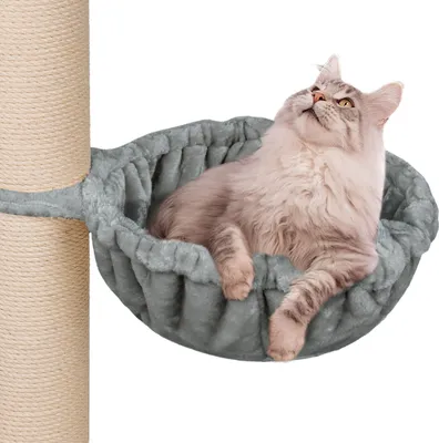 Produktbild von HAPPYPET Universal XXL Liegemulde für Kratzbaum Ø 45 cm - Schlafmulde für große Katzen, Maine Coon, Stabil bis 20 kg Traglast, Katzenmulde, Grau