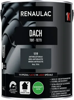 Produktbild von RENAULAC Dachfarbe seidenmatt anthrazit 5 l