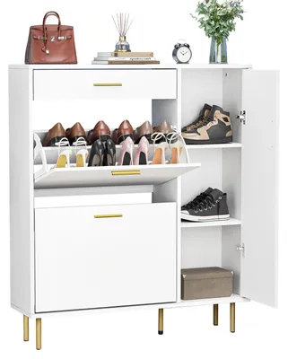 Schoenenkast, 1 Fach, Holz/Metall, 75x24x105 cm, modern
