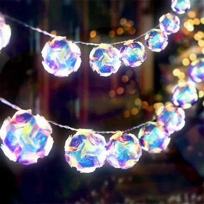 Image de Guirlande lumineuse disco à 20 boules LED, 3 m, alimentation par USB et piles