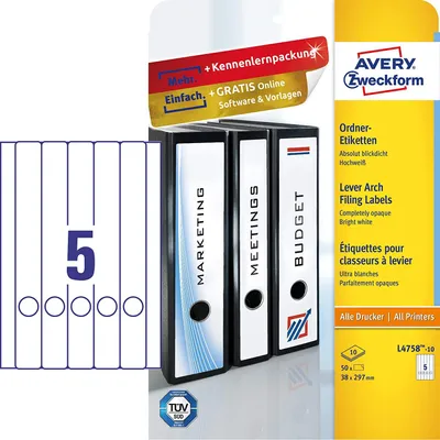 Zdjęcie produktu dla Etykiety narożne AVERY Zweckform, 38 x 297 mm, 10 arkuszy.