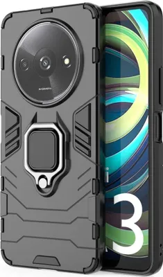 Produktbild von Xiaomi Redmi A3 Hülle - Coverup Ring Ständer Back Cover mit Kamera Schutz - Schwarz