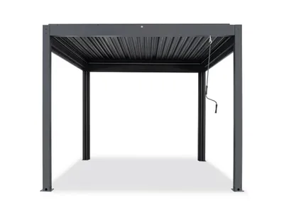 Produktbild von Simpo Lifestyle | Pergola Aluminium freistehend | 3x3 M | Lamellendach anthrazit  | 3 ZIP Rollo | LED