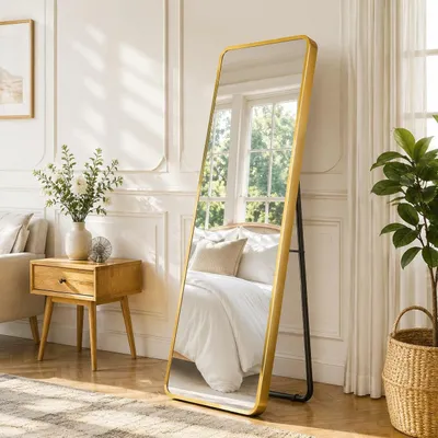 Produktbild von Clevich Standspiegel 162x50 cm, Groß Wandspiegel Ganzkörperspiegel Gold