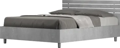 Image de ITYHOME - Lit double sans sommier 140x190 tête de lit droite avec des lames gris béton Ankel