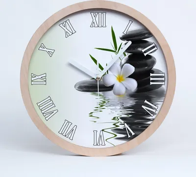 Produktbild von Holzuhr 20fi cm wanduhr - weiße Spitzen - Orchidee und Steine