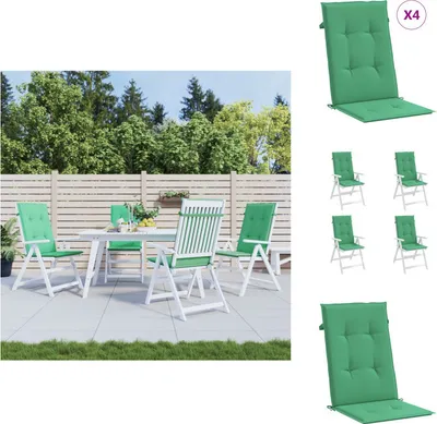 Immagine prodotto di vidaXL Cuscini per sedie da giardino con schienale alto 4 pz. Tessuto verde 120x50x3cm - Cuscino di seduta