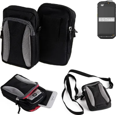 Produktbild von K-S-Trade Schutz-Hülle kompatibel mit Cat S60  Handy Gürteltasche Umhängetasche mit Zusatzfach schwarz
