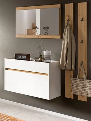 Produktbild von Garderobe Set 4-teilig "Borga" in weiß und Artisan Eiche 172 x 197 cm