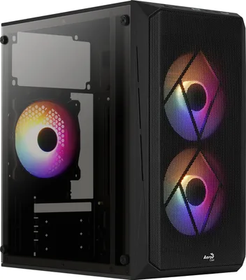 Zdjęcie produktu dla Aerocool CS107V2, Mini Tower, PC, Czarny, micro ATX, Mini-ITX, Kopolimer akrylonitrylo-butadieno-styrenowy (ABS), SPCC, Stal, Gaming
