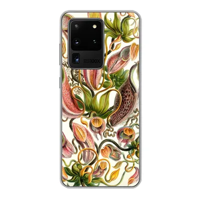 Produktbild von MuchoWow® Handyhülle Schutzhülle Hülle für Samsung Galaxy S20 Ultra Nepenthaceae - Künstliche Blumen Silikon Softcase Handy Hülle - Karteninhaber