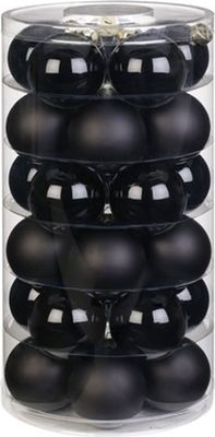 Weihnachtskugeln Glas 6cm Ebony Black, 30 Stück