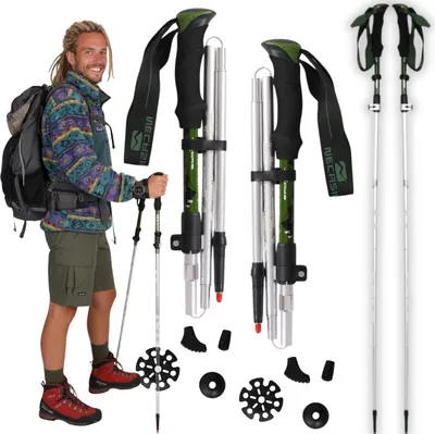 Zdjęcie produktu dla FIT4MED | KIJKI TURYSTYCZNE SKŁADANE KIJKI DO NORDIC WALKING LEKKIE DOSKONAŁE DO TREKKINGU – 4 SEGMENTY, 262 g, KOŃCÓWKA WIDIA, SZYBKIE SKŁADANIE, TORBA