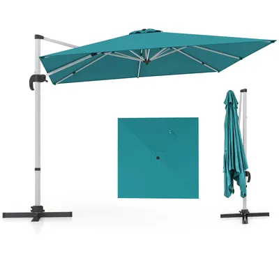 Produktbild von COSTWAY Sonnenschirm Ø300cm, Terrassenschirm mit Kreuzfuß, Ampelschirm Gartenschirm neigbar, Quadratischer Freischwinger, Marktschirm mit Kurbel für Garten und Pool