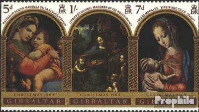 Produktbild von Briefmarken Gibraltar 1969 Mi 233-235 Dreierstreifen (kompl.Ausg.) postfrisch Weihnachten