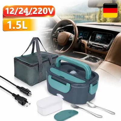 Productafbeelding van 60W Elektrische lunchbox, 12V/24V/220V, roestvrijstalen verwarmingsbox, 1,5 liter, geschikt voor vrachtwagenvoedsel
