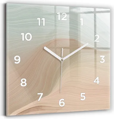 Produktbild von Wallfluent Wanduhr – Stilles Quarzuhrwerk - Uhr Dekoration Wohnzimmer Schlafzimmer Küche - Zifferblatt - weiße Zeiger - 30x30 cm - Wellenabstraktion