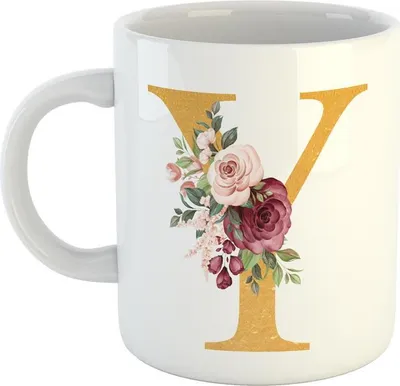 Produktbild von Huuraa Kaffeetasse Buchstabe Y Geschenk Tasse Weiß 330ml Buchstabe Y Präsent