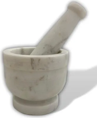 Produktbild von Mörser mit Stößel Steinmörser Marmor Zerkleinerer Gewürzmörser Küche Antik-Stil