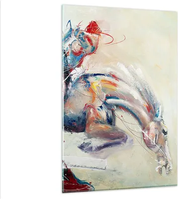 Produktbild von Bilder auf glas - Einteilig - Pferd Abstraktion - 80x120cm - Glasbilder - Wandbilder - Bilder - zum Aufhängen bereit - Wanddekoration aus Glas - Glas Bilder - Wandbild auf Glas - GPA80x120-3446