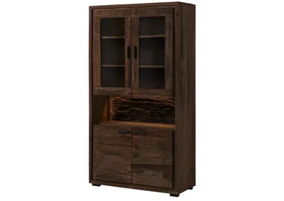 Produktbild von MASSIVMOEBEL24.DE Vitrine Akazie 98x40x180 dunkelbraun lackiert BARK #209