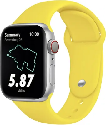 Produktbild von Armband für Apple Watch Series 8 7 6 5 4 3 2 1 SE - Silikon Ersatzarmband Premium Band - Gelb - 42mm 44mm 45mm