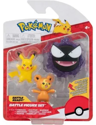 Produktbild von Pokémon Teddiursa, Pikachu & Nebulak Battle Figure Set