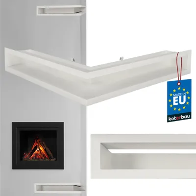 Zdjęcie produktu dla KOTARBAU® Luft Kominkowy Narożny 50 / 50 CM Kratka Kominkowa Wentylacyjna Stal Malowana Proszkowo Biała