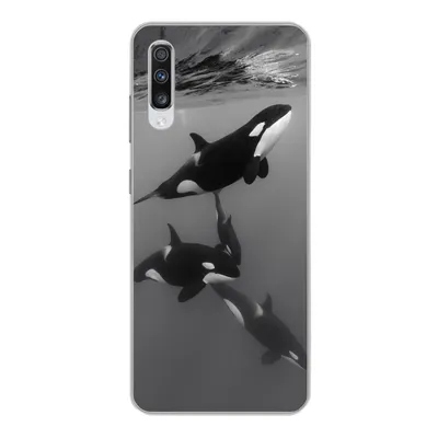 Produktbild von MuchoWow® Handyhülle Schutzhülle Hülle für Samsung Galaxy A70 Orca - Wasser - Schwarz - Weiß Silikon Softcase Handy Hülle - Schutzhaube