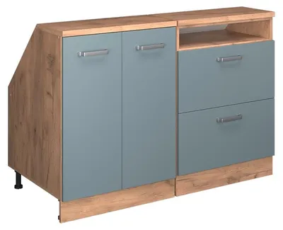 Produktbild von Küchenschrank für Dachschrägen Vicco R-Line Blau-Grau 120 cm 2er Set Schrankkorpuss 60 cm Tiefe, Model 59942