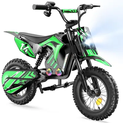 Image de Moto électrique pour enfant A14, 14 pouces, 36 V 5,2 Ah, avec Bluetooth, verte