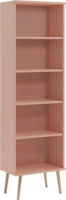 Obrázek produktu pro Bettso volně stojící úložný regál kancelářský regál police na dokumenty 5 polic prostorný 46 x 180 cm do obývacího pokoje kancelář IKON růžová