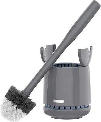 Produktbild von Vollwertige Toiletten-Bürste mit schneller Trockenabteilung und robustem Halter, perfekt für den Badezimmerbereich, in Grau