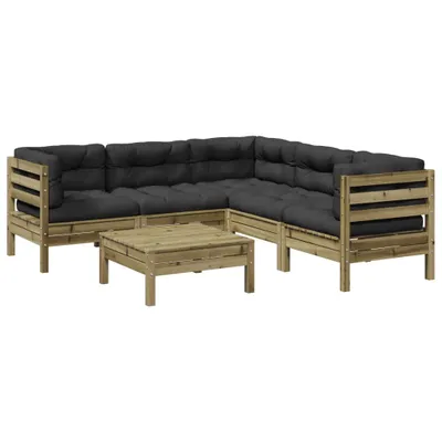 Produktbild von 6-tlg. Garten-Sofagarnitur mit Kissen Kiefernholz Imprägniert