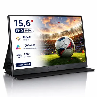 Produktbild von Portable Monitor 15,6 Zoll, Tragbarer Mobiler Bildschirm 1080P FHD IPS, FreeSync, Mini HDMI & USB-C, Zweitmonitor für Laptop/PC/Mac/PS5/Xbox