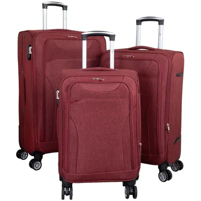 Produktbild von Kofferset Cremona Weichgepäck 3teilige Trolleyset mit 4 Rollen Reisekofferset 3er Set L+M+S rot