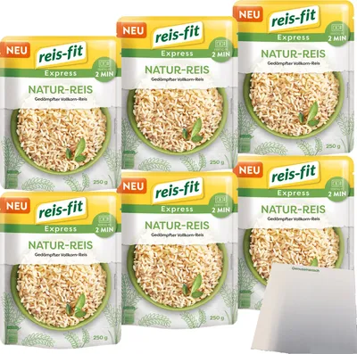 Produktbild von Reis-Fit Express Natur Reis 6er Pack (6x250g Packung) + usy Block