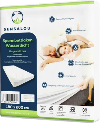 Produktbild von Sensalou Inkontinenz Spannbettlaken wasserdicht Spannbetttuch weiß - 180x200 cm