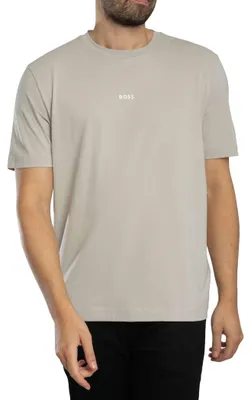Produktbild von BOSS T-Shirt TChup für Herren, Baumwolle mit Stretch, entspannte Passform, gummiertem Logo-Print, Grau, 3XL