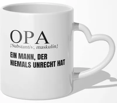 Produktbild von 22Feels Opa Geschenk Geburtstag Grossvater Tasse Weihnachten Rentner Kaffeetasse Männer Herrentag Haferl Beste Grosseltern (Herzhenkel Weiss)